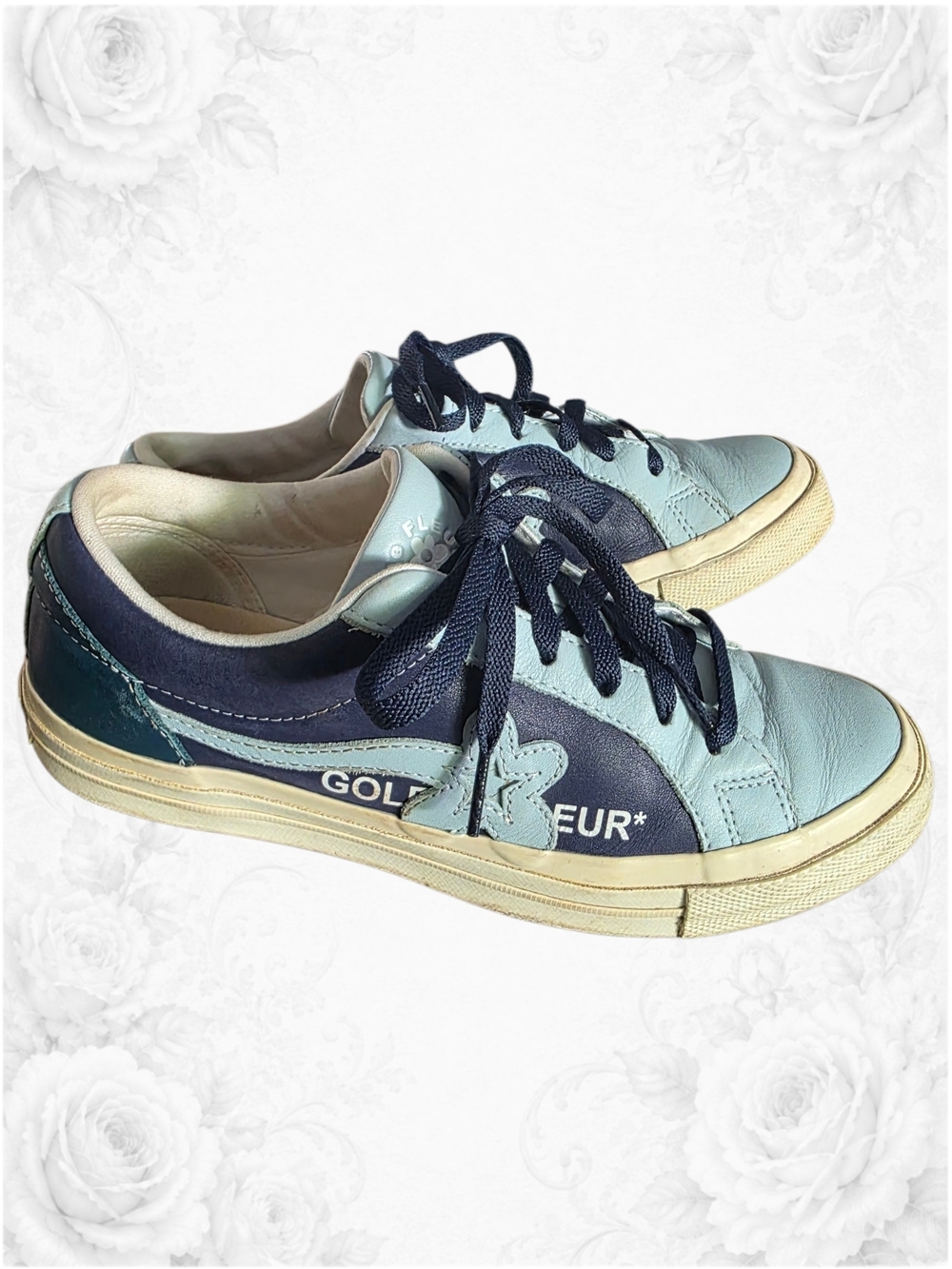 Converse GOLF le FLEUR Patriot Two-Tone Light Blue & Navy Floral Sneakers M6/W8